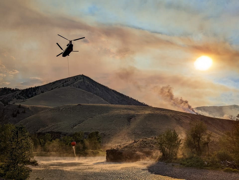 CH-47 Chinook Helicopter working the Moose fire near Salmon, Idaho - (photo by Zeb Palmer)